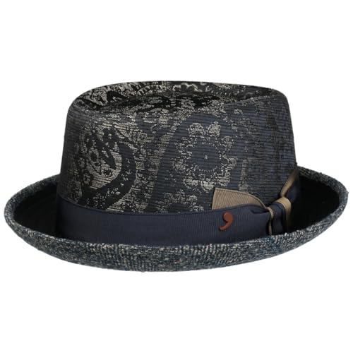 Alfonso D’Este Paisley Pork Pie Stoffhut Pork-Pie-Hut Porkpie Clubhut Musikerhut Herren - Made in Italy mit Futter Winter Herbst-Winter - XL (60-61 cm) dunkelblau von Alfonso D’Este