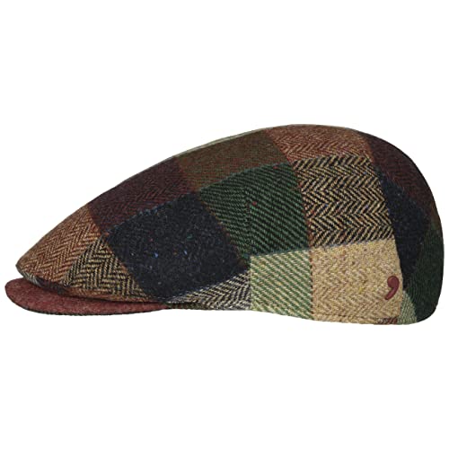 Alfonso D’Este Salveno Wool Check Flatcap Schirmmütze Schiebermütze Wollcap Herren - Made in Italy mit Schirm, Futter Herbst-Winter - L (58-59 cm) beige-grün von Alfonso D'Este