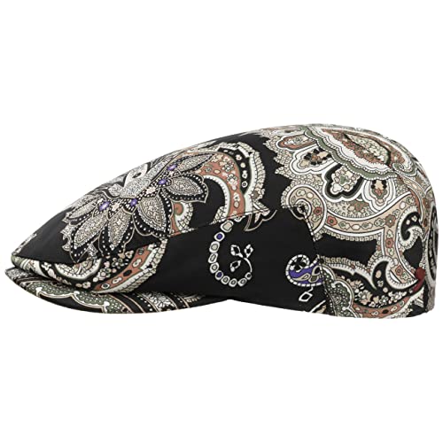 Alfonso D’Este Servalo Paisley Flatcap Schirmmütze Schiebermütze Baumwollcap Herren - Made in Italy mit Schirm, Futter Frühling-Sommer - L (58-59 cm) schwarz von Alfonso D'Este