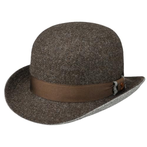 Alfonso D'Este Shetland Wool Melone Bowler Wollhut Wollmelone Herren - Made in Italy mit Futter, Ripsband Herbst-Winter - M (56-57 cm) braun von Alfonso D'Este