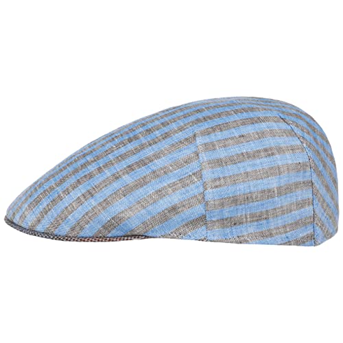 Alfonso D’Este Twotone Stripes Flatcap Schirmmütze Schiebermütze Leinencap Herren - Made in Italy mit Schirm Frühling-Sommer - XL (60-61 cm) blau von Alfonso D’Este