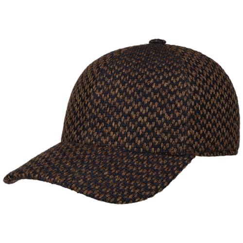 Alfonso D'Este Twotone Wool Cap Basecap Baseballcap Wintercap Wollcap Herren - Made in Italy mit Schirm, Futter, Klettverschluss, Klettverschluss Herbst-Winter Winter - One Size dunkelblau-braun von Alfonso D’Este