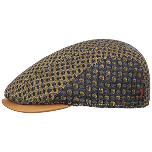 Alfonso D'Este Yellowblue Flatcap Schirmmütze Schiebermütze Baumwollcap Sommercap Herren - Made in Italy mit Schirm, Futter Frühling-Sommer - L (58-59 cm) blau-gelb von Alfonso D'Este