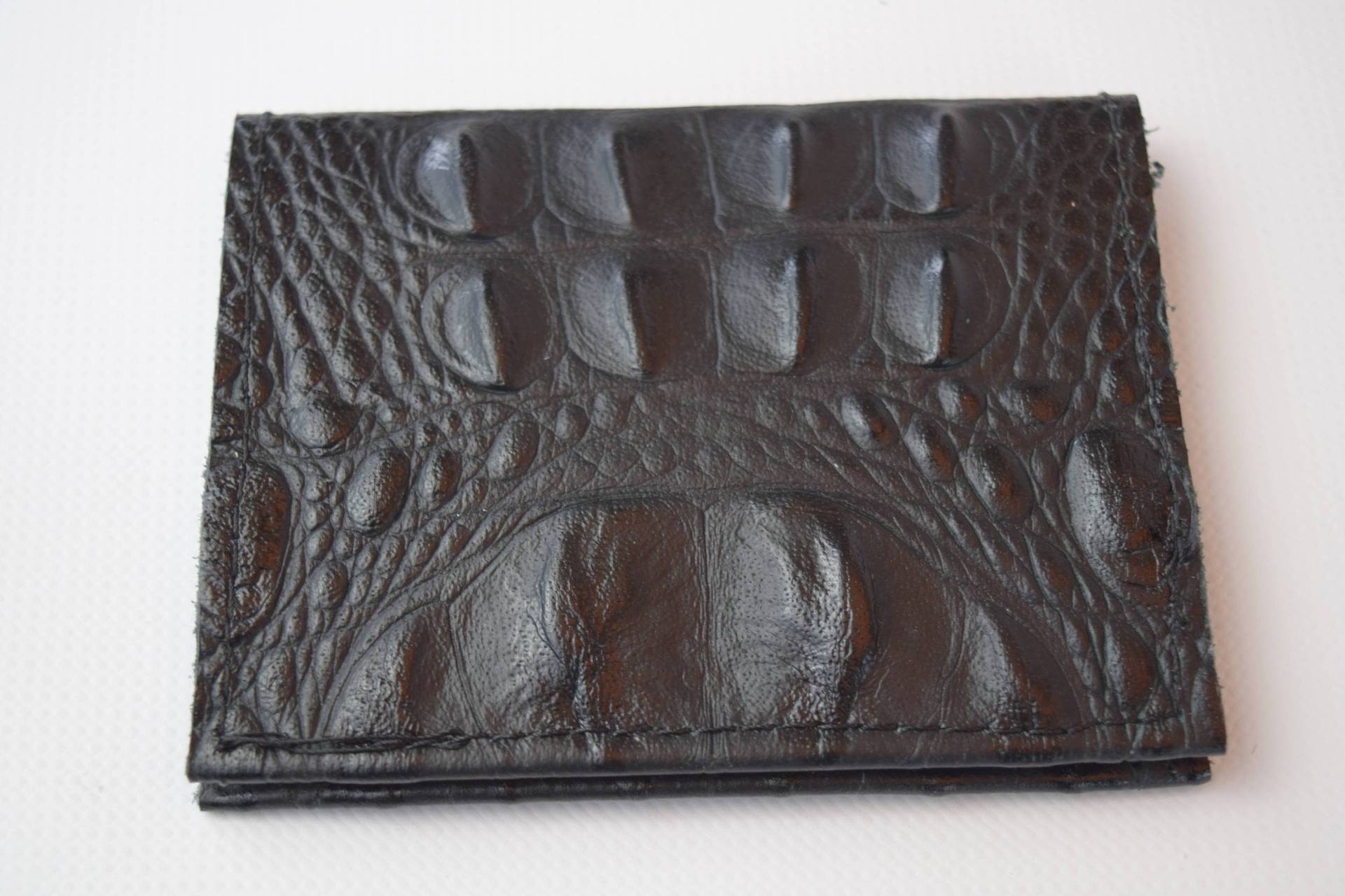 Brieftasche, Visitenkartenhalter, Echt Rindsleder, Für Papa, Geschenk Sie/Schwarz Geprägtes Krokodilleder von AlfordDesignsLtd