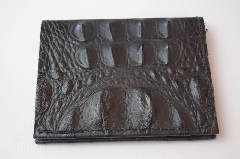 Brieftasche, Visitenkartenhalter, Echt Rindsleder, Für Papa, Geschenk Sie/Schwarz Geprägtes Krokodilleder von AlfordDesignsLtd