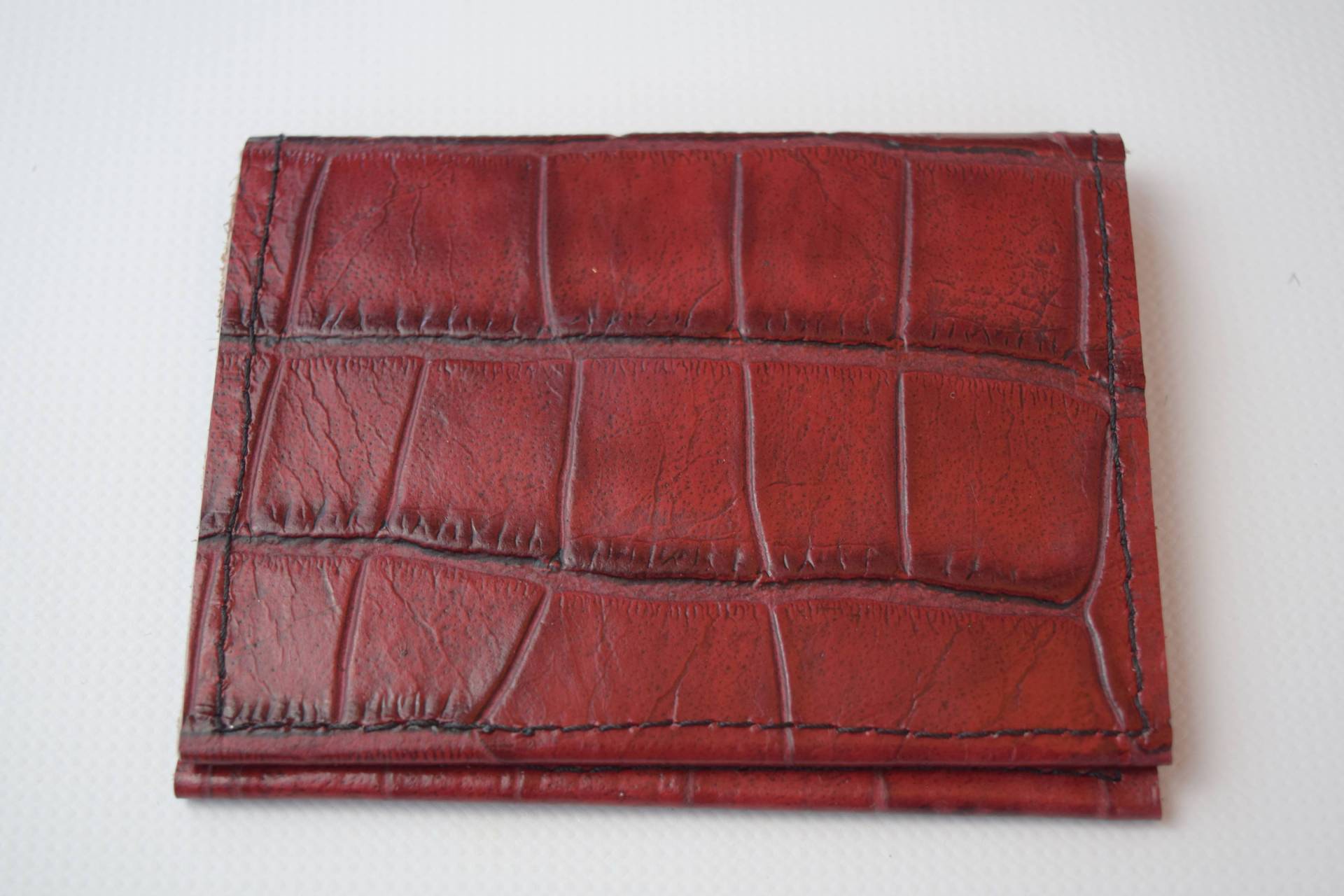 Echtes Rindsleder/Visitenkartenetui/Visitenkartenetui/Rotes Geprägtes Krokodilleder, Geschenk Für Sie/Ihn von AlfordDesignsLtd