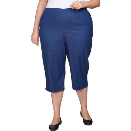 Alfred Dunner Damen Allround Denim Plus Caprihose-Elastische Taille Jeans Lässige Hose, 52 von Alfred Dunner