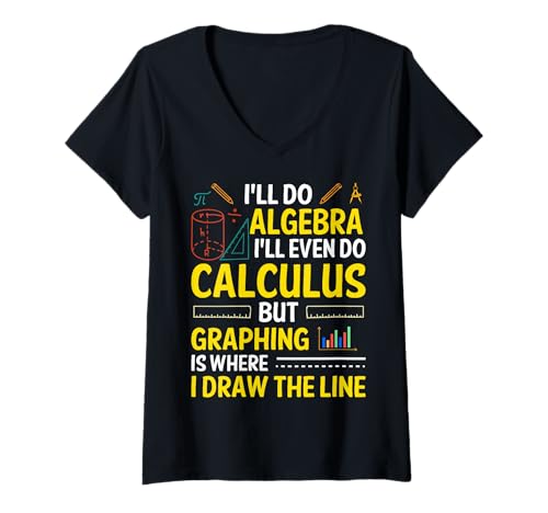 Damen Ich mache Algebra, ich mache sogar Infinitesimalrechnung, aber Graphik ist wo T-Shirt mit V-Ausschnitt Damen Ich mache Algebra, ich mache sogar Infinitesimalrechnung, aber Graphik ist wo T-Shirt mit V-Ausschnitt von Algebra Even Calculus Graphing Draw Line Math Gift