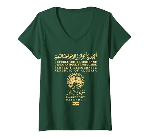 Damen Algerischer Pass - L'Algerie DZ T-Shirt mit V-Ausschnitt von Algerian Passport By 41