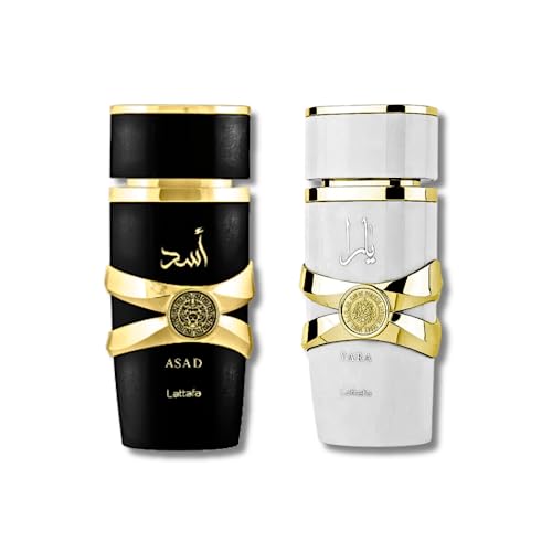 Lattafa for Unisex 2 Piece Eau de Parfum Geschenkset (Yara Moi for Women + Asad for Men) 96.4 g/100ml each von Lattafa