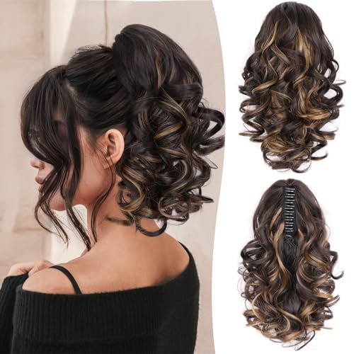 Haarverlängerung aus Naturhaar mit Clip – Echthaar, synthetisch, 30 cm, Pferdeschwanz, weiche Haarverlängerung für Frauen und Mädchen (Farbe: H2/426#) von AliLeader