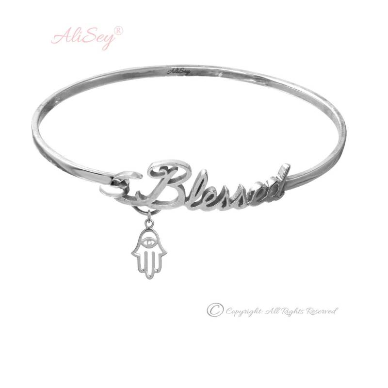 Armreif Blessed Armband Mit Hamsa Anhänger, Einzigartiges Von Alisey "Blessed" Kollektion. Modell-Nr. Asb05Wg von AliSeyDesigns