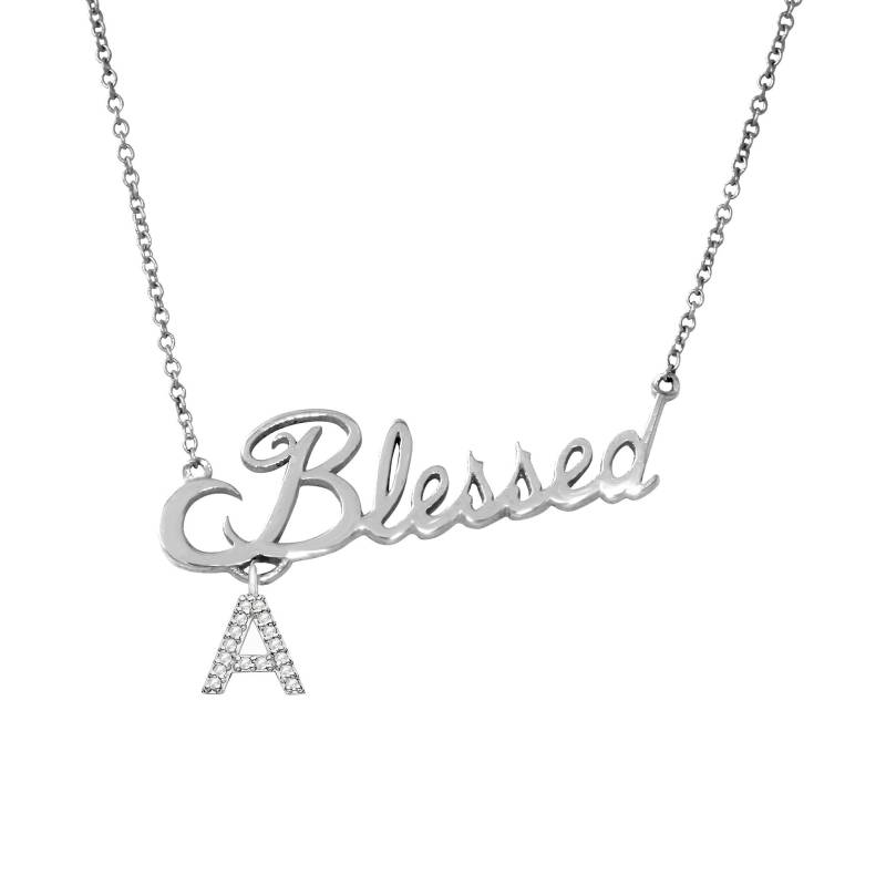 Blessed Anhänger Mit Diamant Initial Charm, Einzigartiges Design Aus Der Alisey Kollektion. Modell-Nr. Asp012Wg von AliSeyDesigns