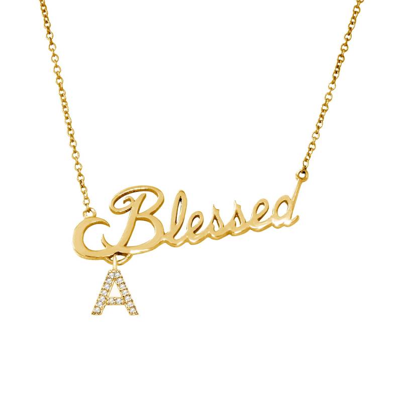 Blessed Anhänger Mit Diamant Initial Charm, Einzigartiges Design Aus Der Alisey Kollektion. Modell-Nr. Asp012Yg von AliSeyDesigns