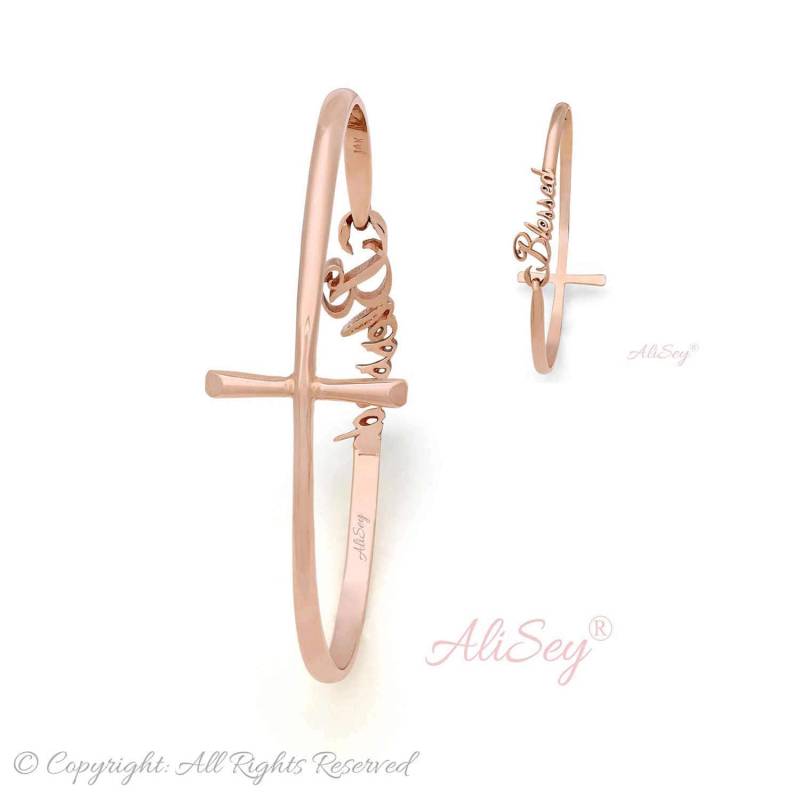 Blessed & Cross Reversible Armreif, Einzigartiges Design Aus Der Alisey "Blessed" Kollektion. Modell-Nr. Asb01Rg von AliSeyDesigns