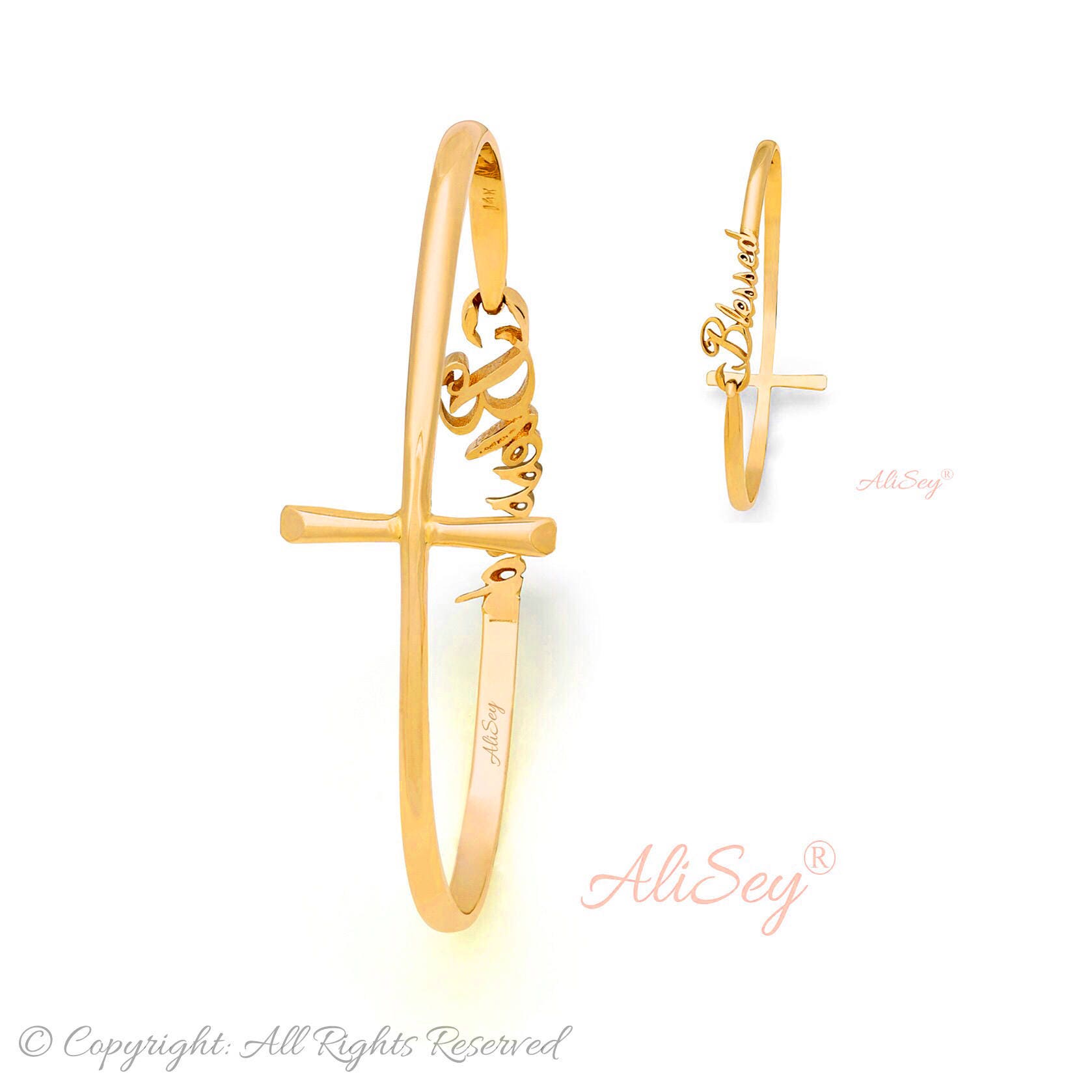 Selig Und Kreuz Wendbarer Armreif. Einzigartiges Design Aus Der Alisey "Blessed" Kollektion." Modell-Nr. Asb01Gp von AliSeyDesigns