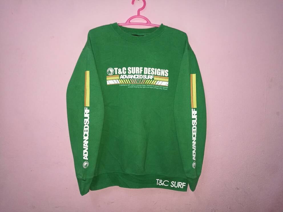 Selten T&c Surf Designs Hawaii Aloha State Surfing Spellout Pullover Jumper Sweatshirt Hawaiian Beach California Surfwear Style von AliaShopVintage