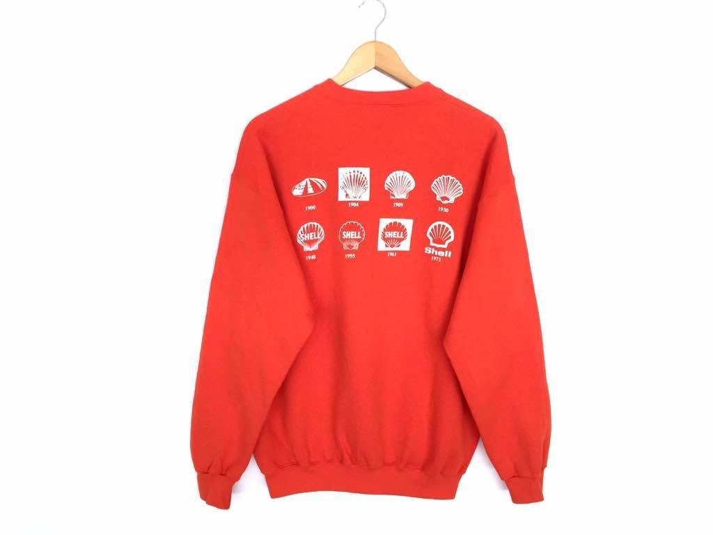 Selten Vintage 90Er Jahre Shell Kleine Logo Spellout Pullover Sweatshirt von AliaShopVintage