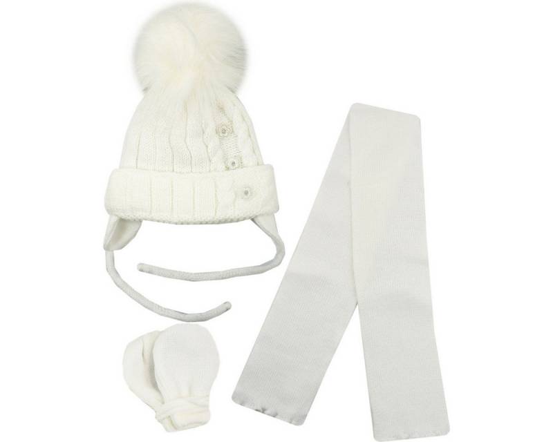 Aliap Mütze & Schal Blume Unisex Kinder (3-tlg) Kindermütze, Kinderschal, Kinderhandschuhe, Wintermütze, Winterschal von Aliap