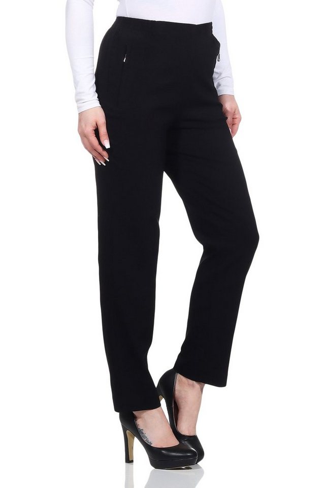 Alica Collection Schlupfhose Classic Freizeithose Damen Basics Businesshose mit Stretch - Kurzgröße (1-tlg) Elastischer Gummibund seitlich und hinten, Basic, Klassisch von Alica Collection