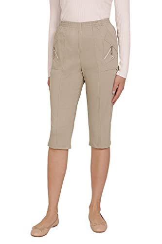 Alica Kurze Dreiviertel Sommer Schlupfhose mit Gummizug, Stretch, Senioren Hose, Kurzgröße, gerader Schnitt, Hosentaschen von Alica