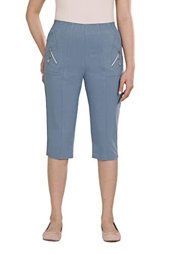 Alica Kurze Dreiviertel Sommer Schlupfhose mit Gummizug, Stretch, Senioren Hose, Kurzgröße, gerader Schnitt, Hosentaschen von Alica