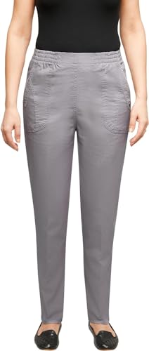 Alica Sommer Damen Jeanshosen Seniorenjeans Schlupfhose mit Gummibund und Ziertaschen (DE/NL/SE/PL, Numerisch, 24, Regular, Kurz, Grau) von Alica