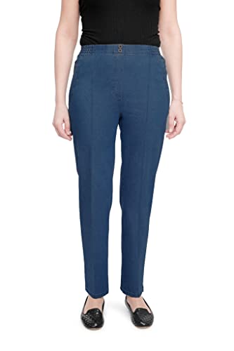 Alica Sommer Jeans mit schicker Stickerei, Gummizug, gerader Schnitt, Hosentaschen mit Reißverschluss, Senioren Schlupfhose von Alica