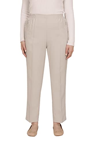 Alica Sommer Schlupfhose mit schicker Stickerei, Gummizug, gerader Schnitt, Hosentaschen mit Reißverschluss, klassich einfarbig, unifarben Alica Sommer Schlupfhose mit schicker Stickerei, Gummizug, gerader Schnitt, Hosentaschen mit Reißverschluss, klassich einfarbig, unifarben von Alica
