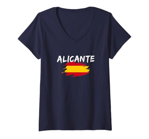Damen Alicante Flagge Spanien Vintage T-Shirt mit V-Ausschnitt von Alicante Spanien Fan Geschenkideen