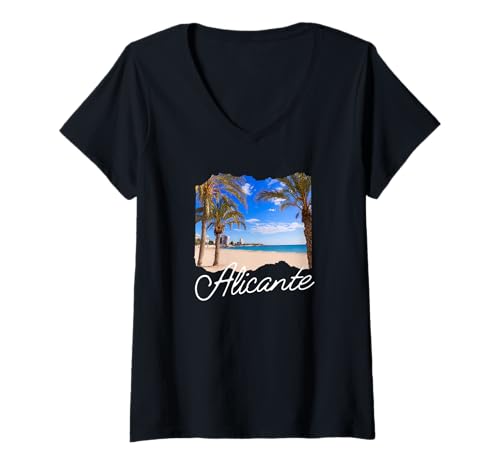 Damen Souvenir Alicante T-Shirt mit V-Ausschnitt Damen Souvenir Alicante T-Shirt mit V-Ausschnitt von Alicante Spanien Souvenir Store