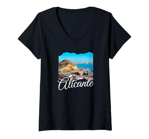 Damen Souvenir Alicante T-Shirt mit V-Ausschnitt Damen Souvenir Alicante T-Shirt mit V-Ausschnitt von Alicante Spanien Souvenir Store