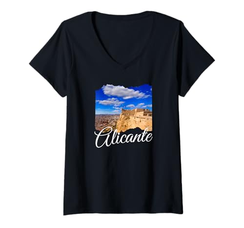 Damen Souvenir Alicante T-Shirt mit V-Ausschnitt Damen Souvenir Alicante T-Shirt mit V-Ausschnitt von Alicante Spanien Souvenir Store