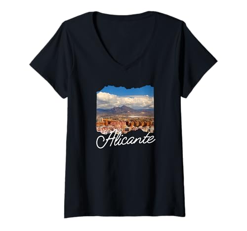 Damen Souvenir Alicante T-Shirt mit V-Ausschnitt Damen Souvenir Alicante T-Shirt mit V-Ausschnitt von Alicante Spanien Souvenir Store