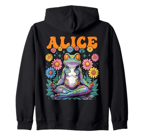 Alice Skurriles Frosch-Design für Mädchen Name Alice Kapuzenjacke von Alice Designs for Girls Name Alice