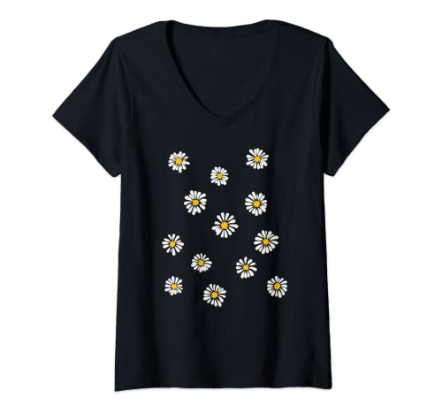 Damen Gänseblümchen, Kamille und Margueriten, Blume, Vintage T-Shirt mit V-Ausschnitt Damen Gänseblümchen, Kamille und Margueriten, Blume, Vintage T-Shirt mit V-Ausschnitt von Alice Ron Vintage Easter Floral Daisies Shirts