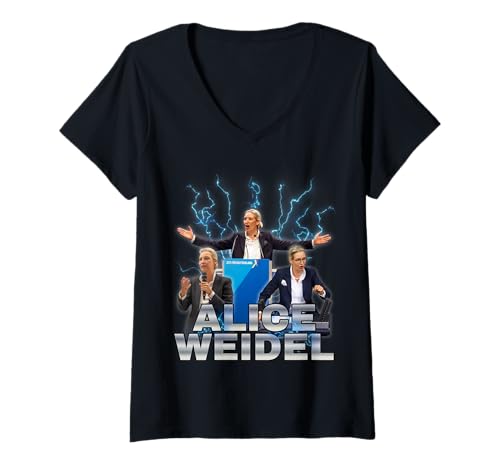 Damen Alice Weidel T-Shirt mit V-Ausschnitt von Alice Weidel Fanartikel