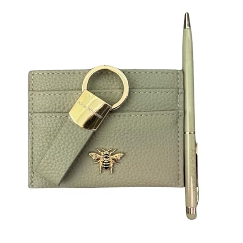 Alice Wheeler London Luxus 3-teiliges Geschenkset - Veganes Leder Schleife Kartenetui mit Gold Bee Beschläge, Exklusiver Loop Schlüsselanhänger & Kugelschreiber mit Stylus - Geschenkbox - 5 Farben von Alice Wheeler