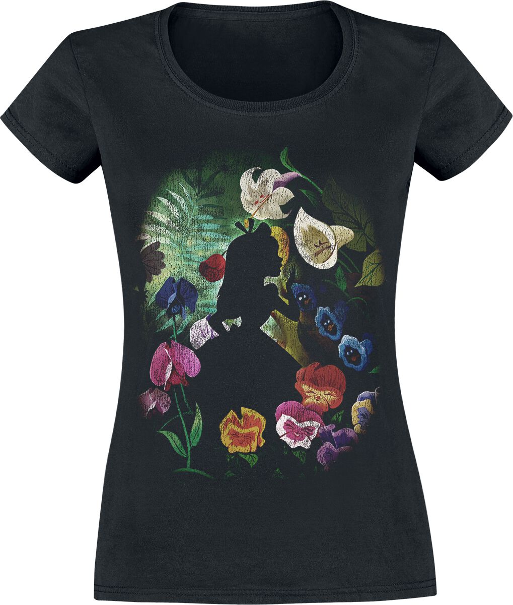 Alice im Wunderland Black Flower T-Shirt schwarz in M von Alice im Wunderland