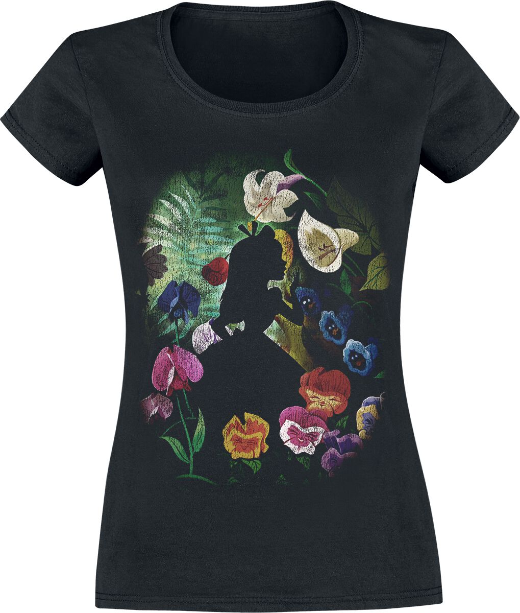 Alice im Wunderland Black Flower T-Shirt schwarz in XL von Alice im Wunderland