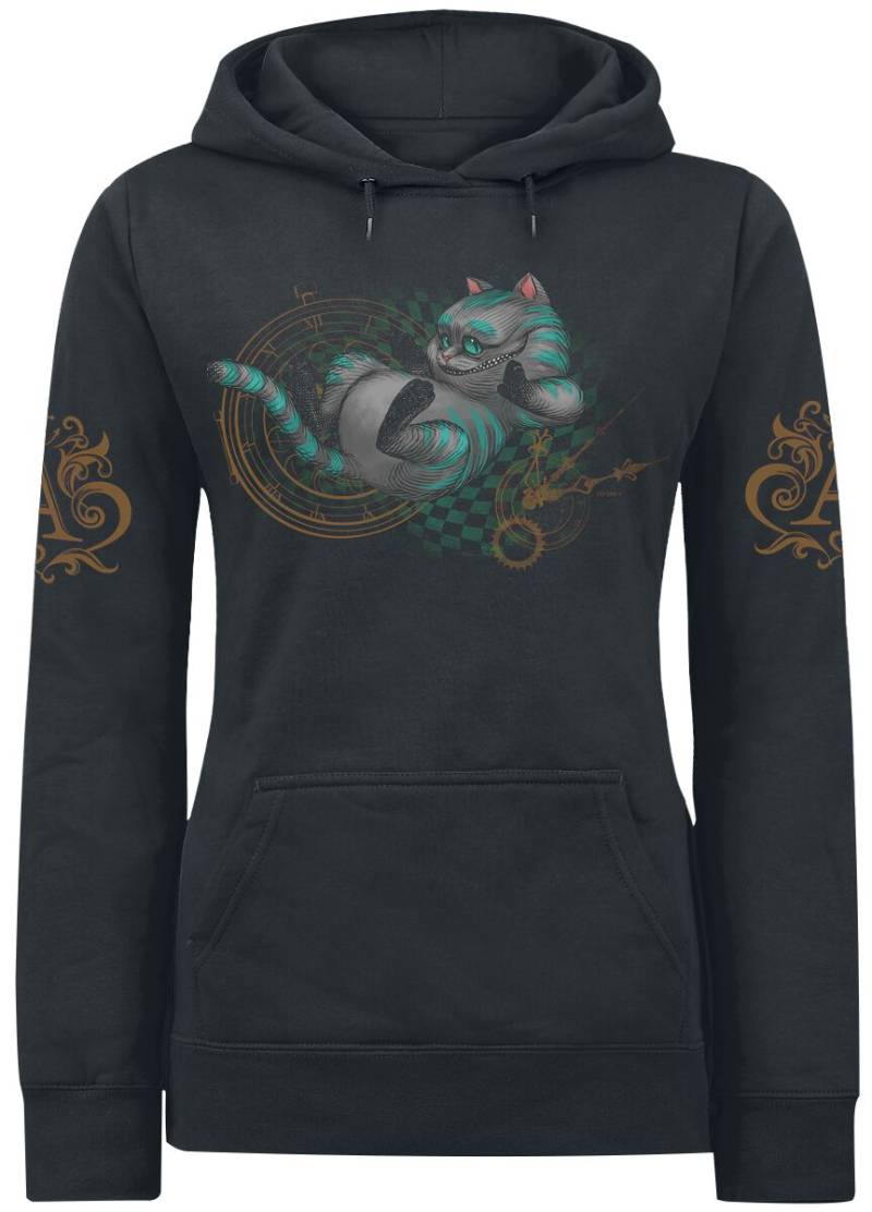 Alice im Wunderland - Disney Kapuzenpullover - Grinsekatze - About Time - S bis XXL - für Damen - Größe L - schwarz  - Lizenzierter Fanartikel von Alice im Wunderland