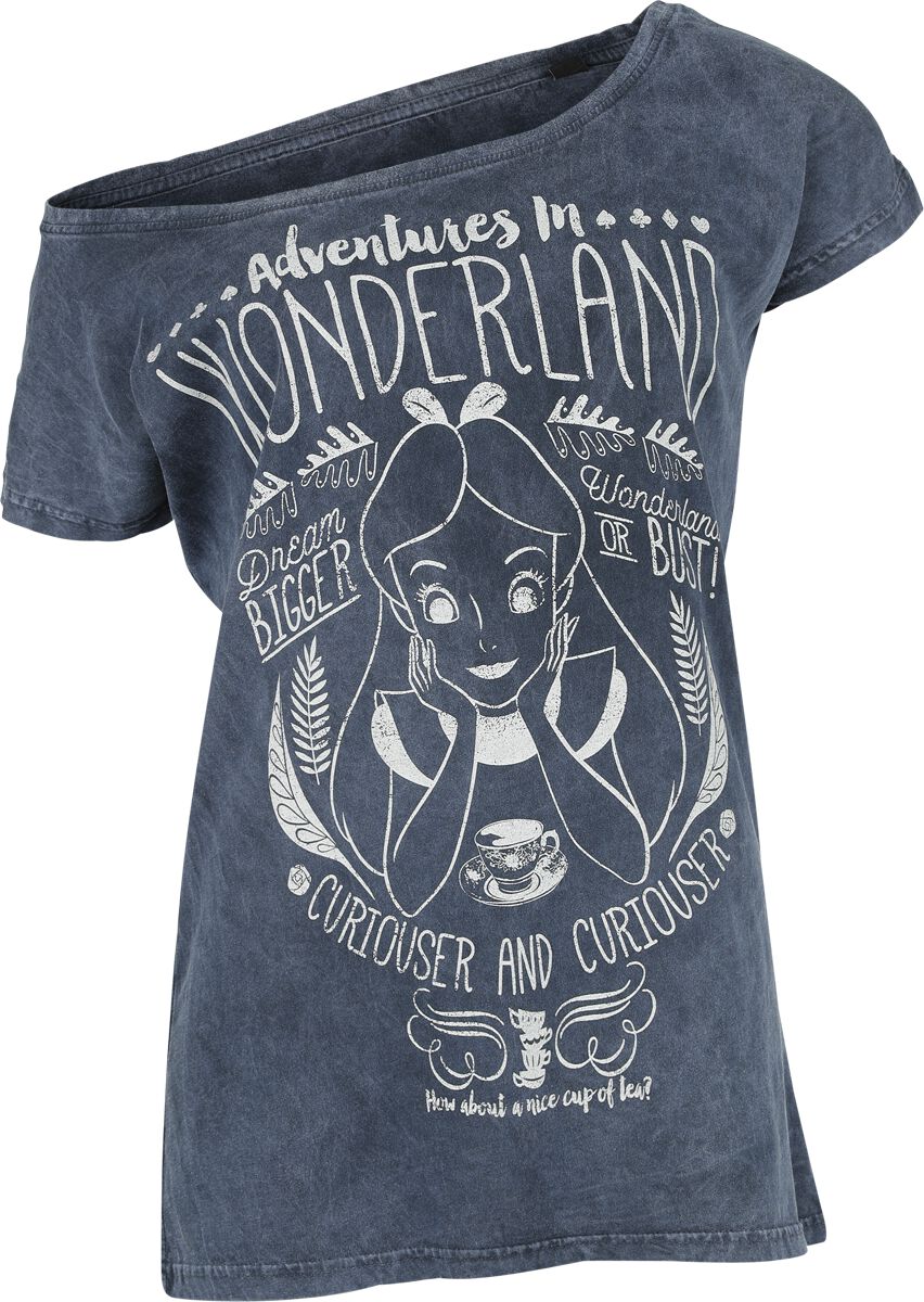 Alice im Wunderland - Disney T-Shirt - Adventures In Wonderland - S bis 3XL - für Damen - Größe XXL - blau  - Lizenzierter Fanartikel von Alice im Wunderland