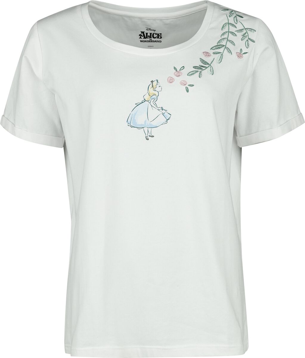 Alice im Wunderland - Disney T-Shirt - Alice With Roses - S bis XXL - für Damen - Größe L - weiß  - EMP exklusives Merchandise! von Alice im Wunderland