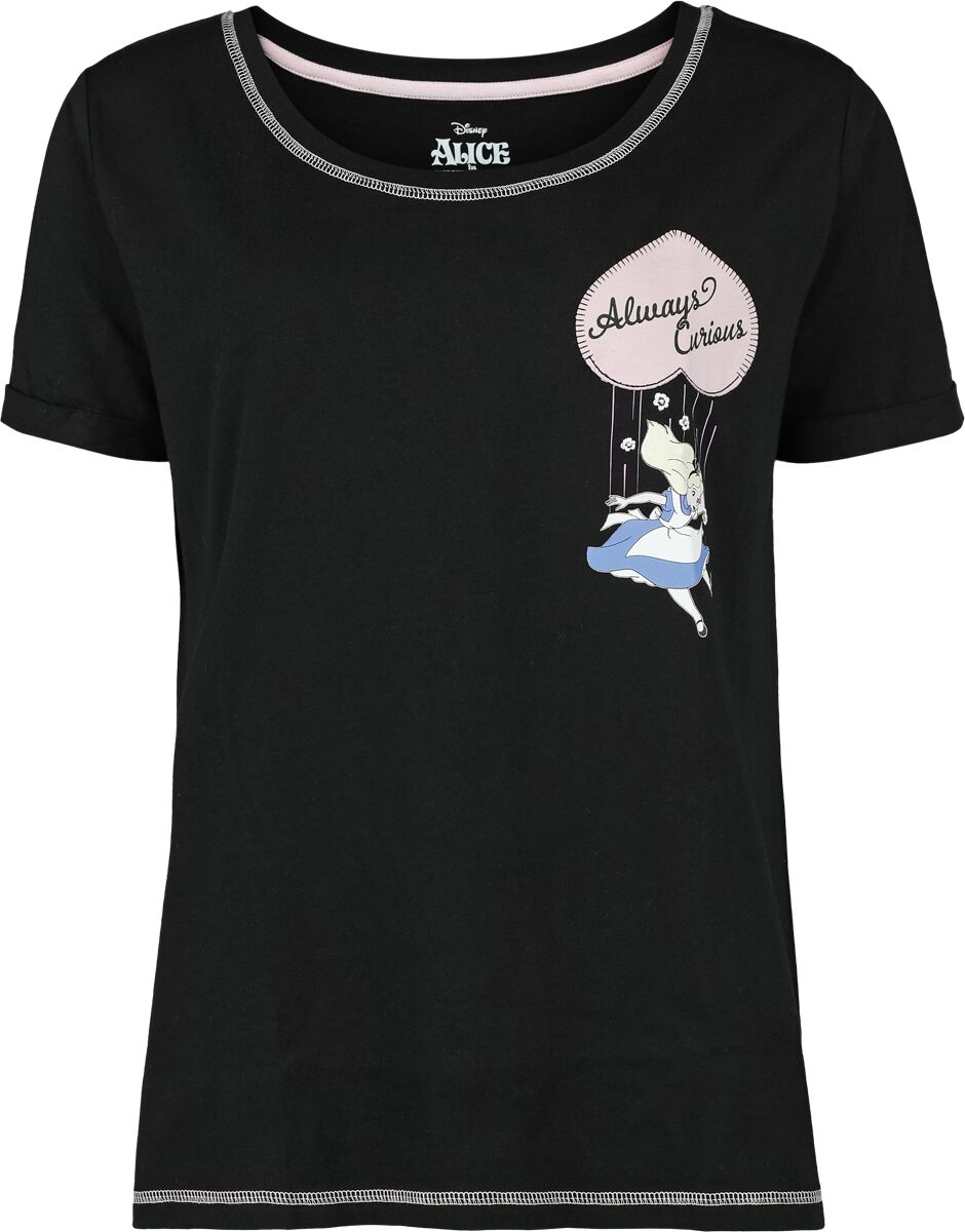 Alice im Wunderland - Disney T-Shirt - Always Curious - S bis XXL - für Damen - Größe XXL - schwarz  - EMP exklusives Merchandise! von Alice im Wunderland