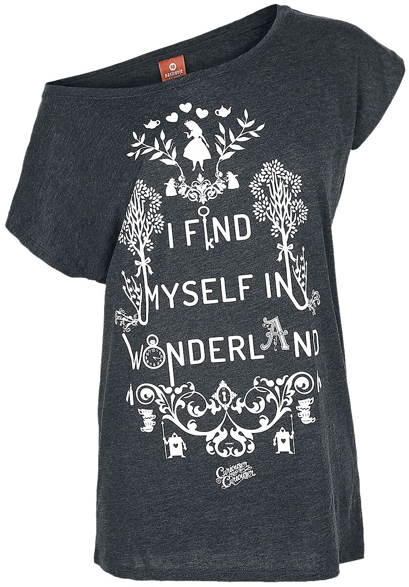 Alice im Wunderland - Disney T-Shirt - I Find Myself In Wonderland - S bis 5XL - für Damen - Größe M - grau meliert  - Lizenzierter Fanartikel von Alice im Wunderland