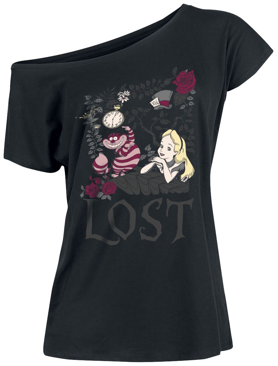 Alice im Wunderland - Disney T-Shirt - Lost in Wonderland - S bis L - für Damen - Größe L - schwarz  - Lizenzierter Fanartikel von Alice im Wunderland