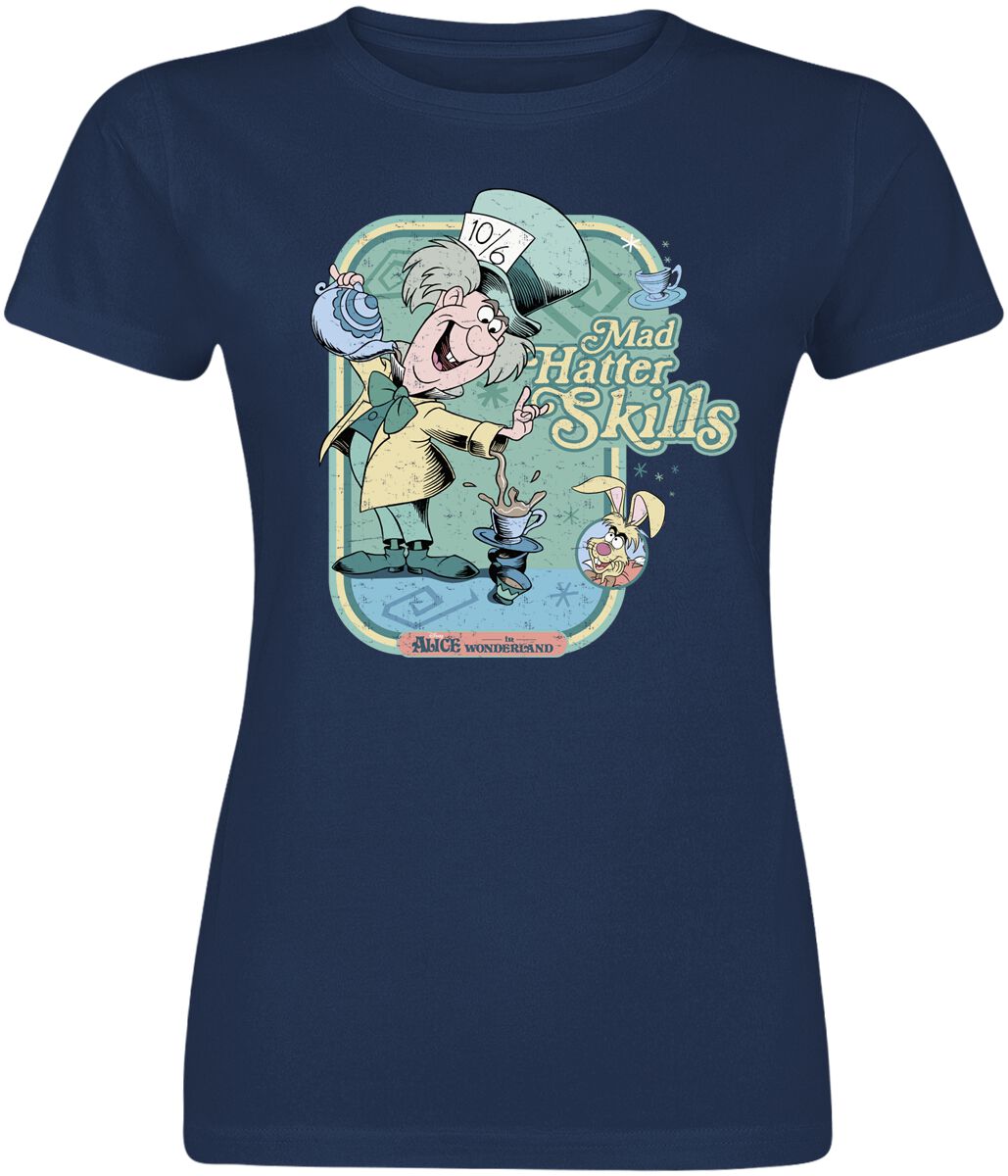 Alice im Wunderland - Disney T-Shirt - Mad hatter Skills - S bis XXL - für Damen - Größe M - navy  - EMP exklusives Merchandise! von Alice im Wunderland