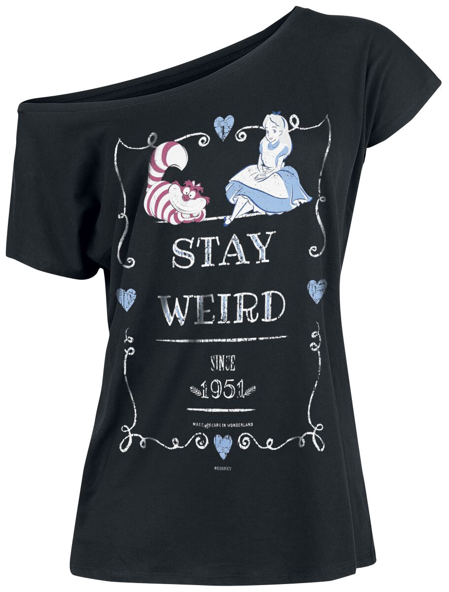 Alice im Wunderland - Disney T-Shirt - Stay Weird - S bis 4XL - für Damen - Größe L - schwarz  - Lizenzierter Fanartikel von Alice im Wunderland