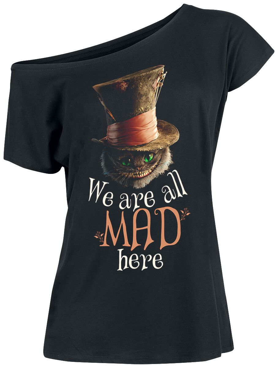 Alice im Wunderland - Disney T-Shirt - We Are All Mad Here - S bis 3XL - für Damen - Größe L - schwarz  - Lizenzierter Fanartikel von Alice im Wunderland