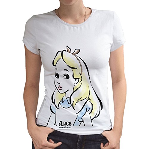 Alice im Wunderland Drawing Watercolour T-Shirt weiß S von Alice im Wunderland